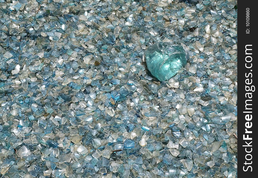 Floor covered with pieces of broken glass