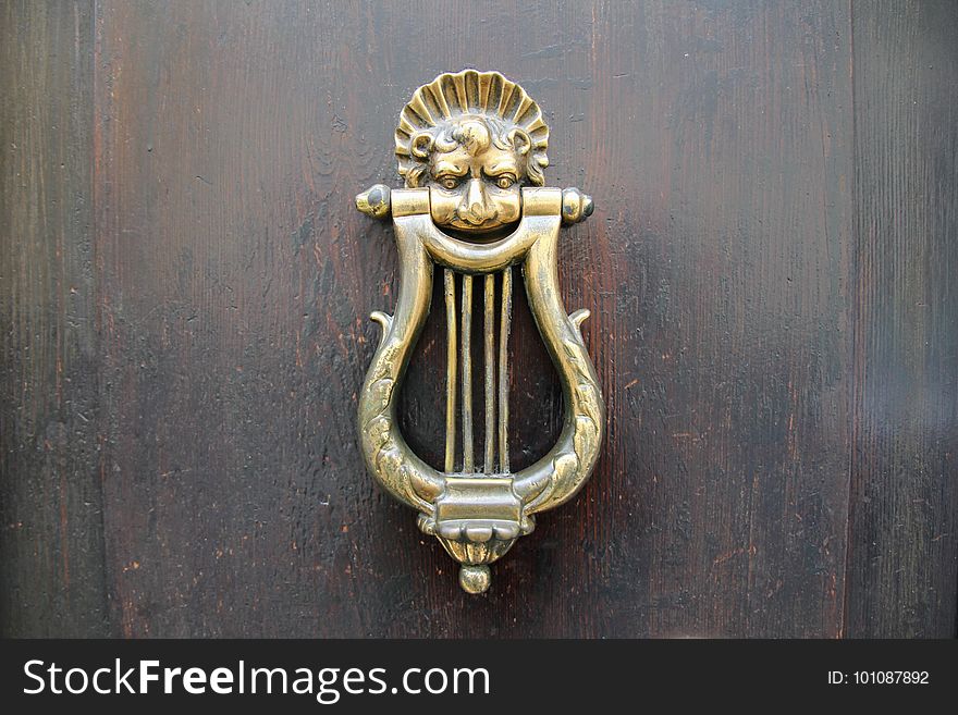 Brass, Metal, Door Knocker, Antique