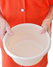 Old Woman And Bucket Royalty Free Stock Photo