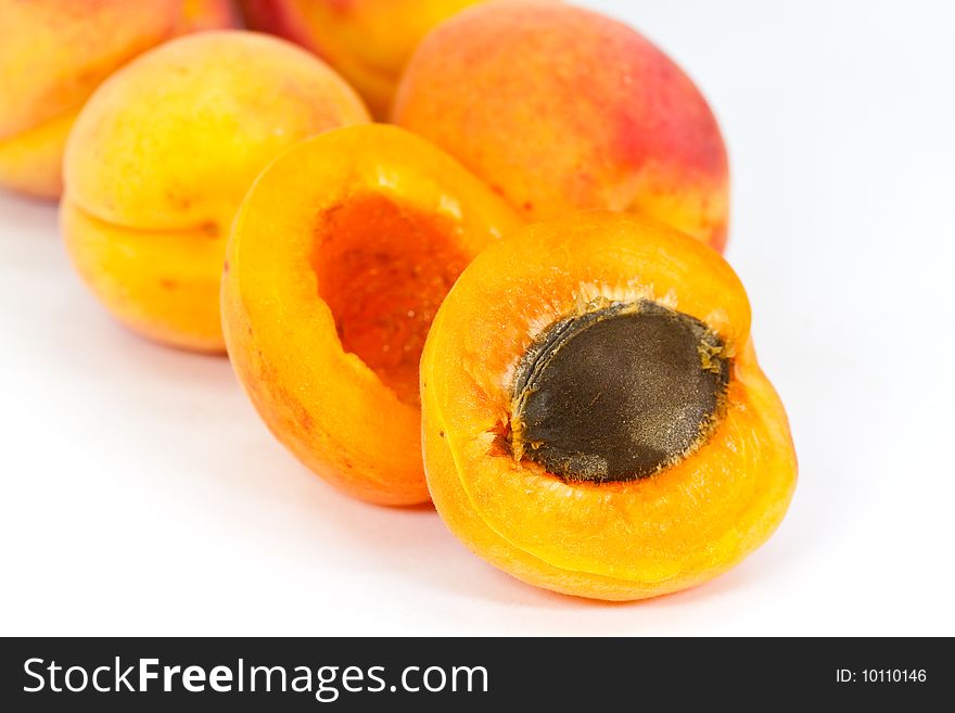 Apricot isolated on the white background.