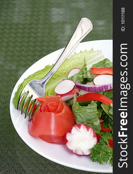 Plate of garden fresh vegetable salad