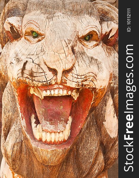 Lion Wood Carving