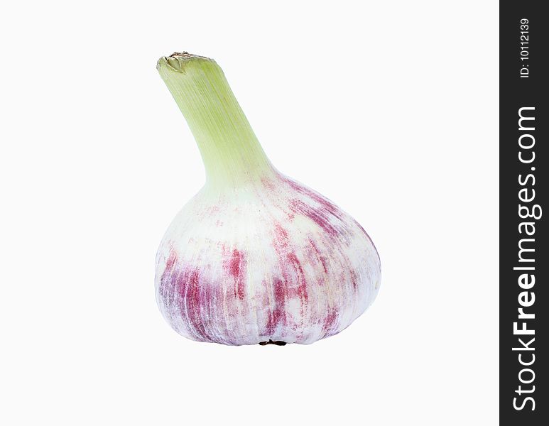 Head garlic on a white background, is isolated.