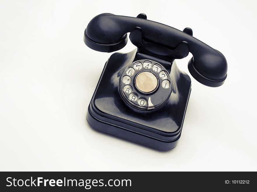 Closeup of vintage black telephone. Closeup of vintage black telephone