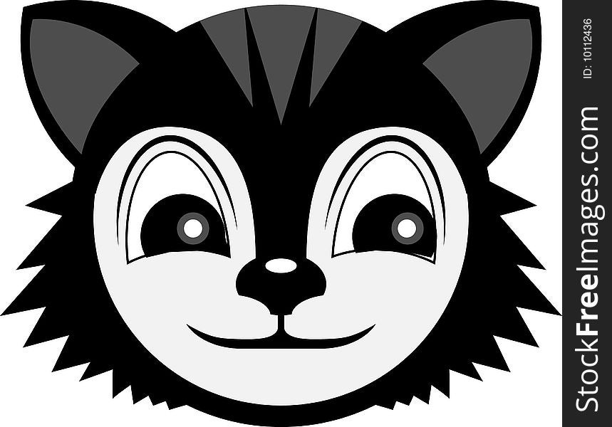 A black cat cartoon smiling