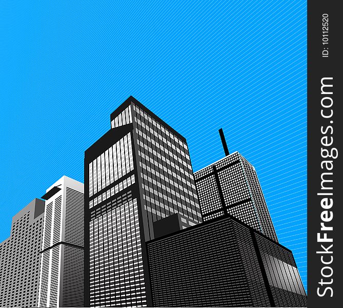 An illustration of modern buildings. An illustration of modern buildings