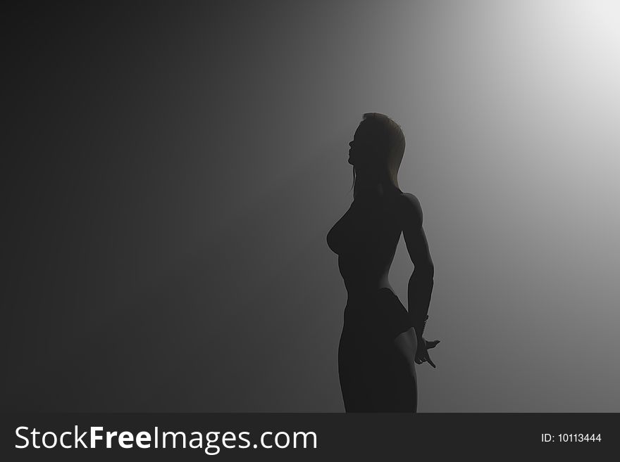 A lady silhouette on black. A lady silhouette on black