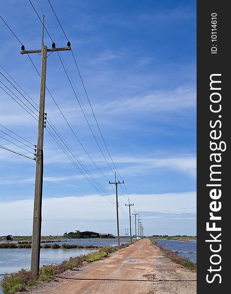 Power Lines In Country Of Thailand