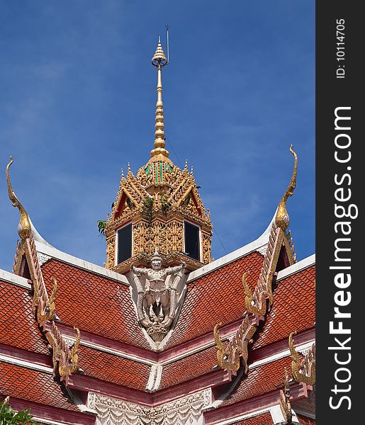 Roof of pavilion in Wat Kut Ti, Petchaburi province, Thailand. Roof of pavilion in Wat Kut Ti, Petchaburi province, Thailand