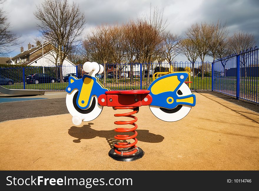 Colorful and atmospheric playground in Dublin city residential area. Colorful and atmospheric playground in Dublin city residential area.