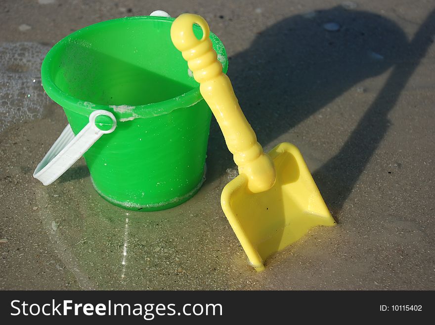 Pail and Shovel on beach in Florida