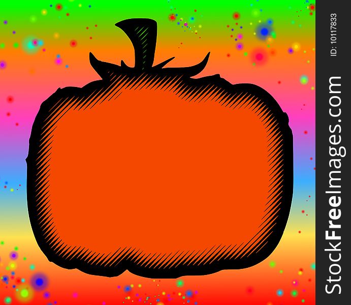 Psychedelic background with blank orange and black pumpkin shape : you can draw here your personal halloween jack-o-lantern adding eyes, nose etc. Psychedelic background with blank orange and black pumpkin shape : you can draw here your personal halloween jack-o-lantern adding eyes, nose etc...