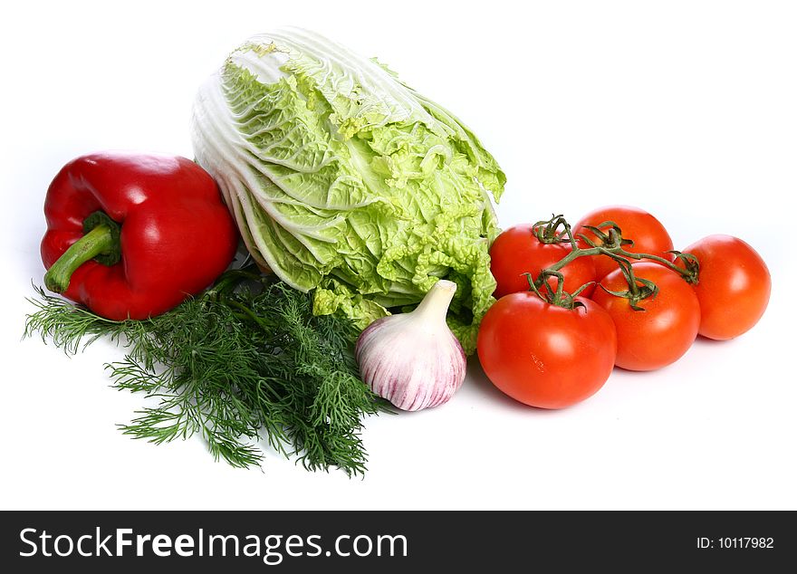 The vegetables - paprika, tomatoes, fennel, lettuce and garlic