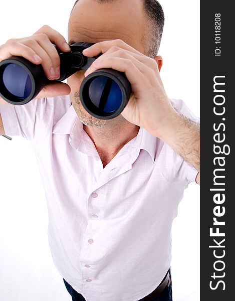 Man with binoculars searching success