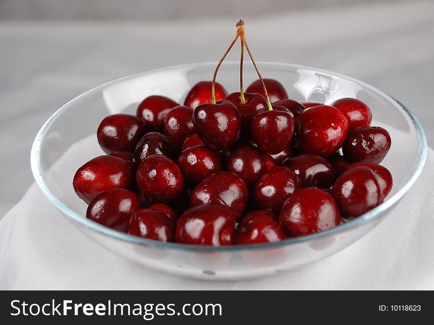 The Plate Of Cherry With The Berries By The Twins