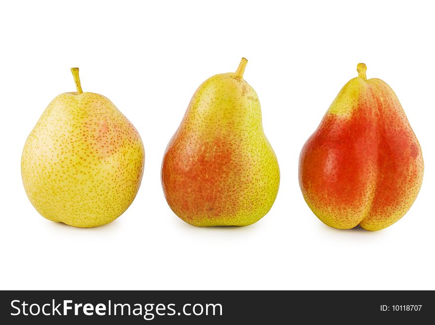 Three pears isolated on white background