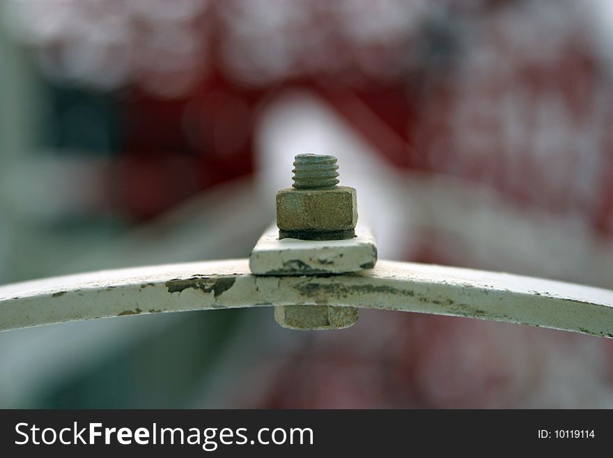 A photo of a nut and bolt on a media tower in Sydney, Australia