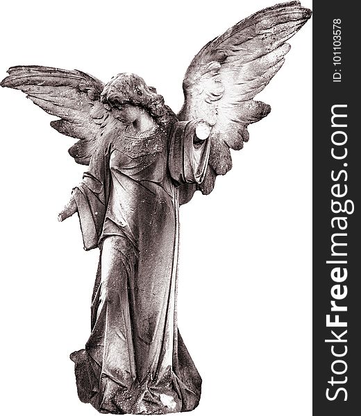 Black And White, Statue, Figurine, Angel