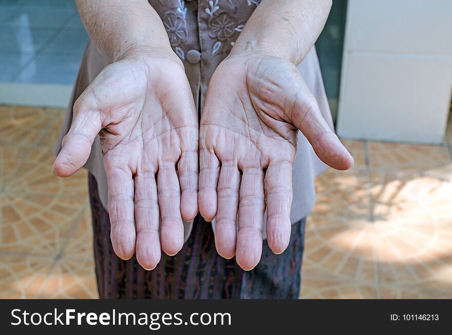 closeup elderly old woman hand, health care concept