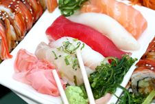 Tray With Assorted Sushi Royalty Free Stock Photo