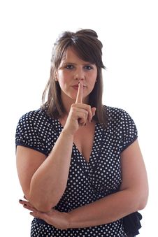 Woman Signaling To Be Quiet; Isolated Royalty Free Stock Photo