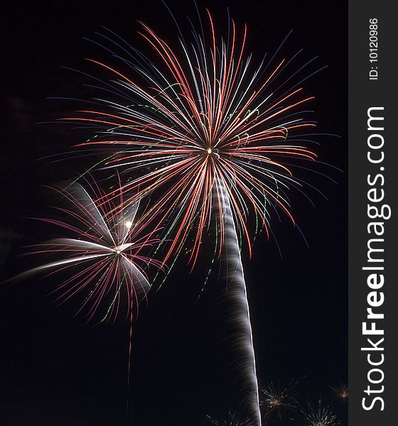 Colorful firework display on the Fourth of July. Colorful firework display on the Fourth of July
