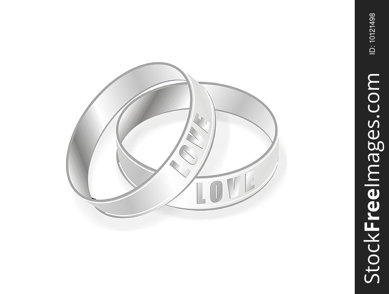Isolated pure silver love rings