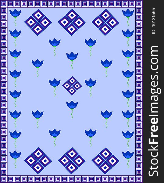 Background Of Eastern Pattern With Flowers