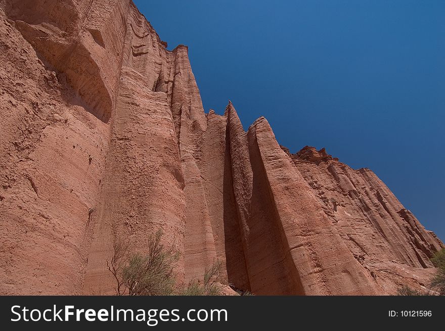 Rock formations on the Valley of Talampaya in San Juan, Argentina