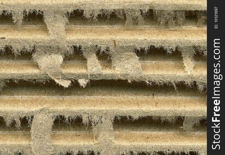 Exposed ridges under surface of torn cardboard