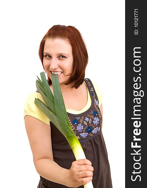Woman Eating Vegetables