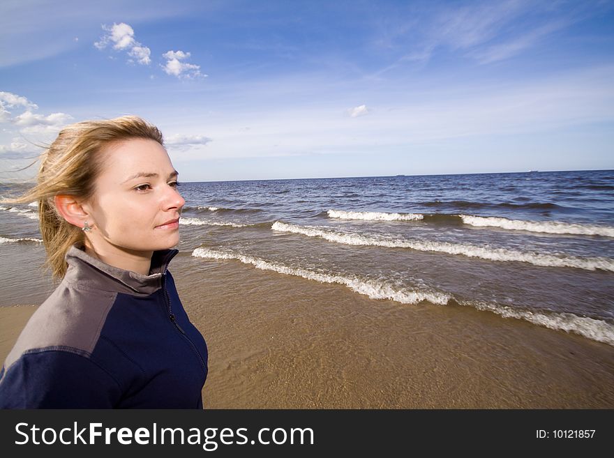 Active Woman On The Beach