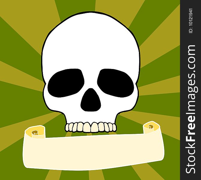 An illustration of a skull and a banner. An illustration of a skull and a banner