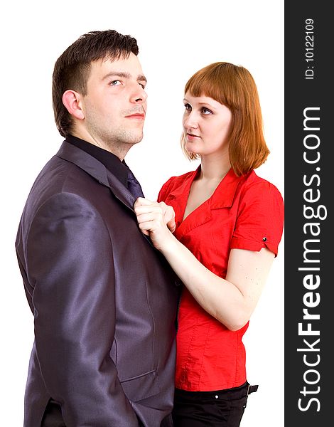 Attractive couple on a white background