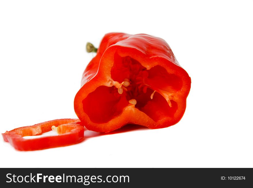 Red pointed sweet pepper on white background. Red pointed sweet pepper on white background