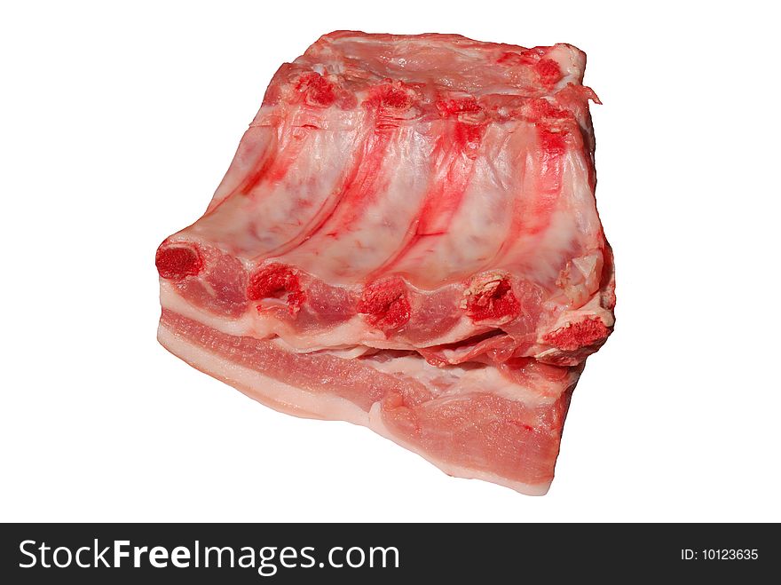 Raw pork ribs isolated on white background