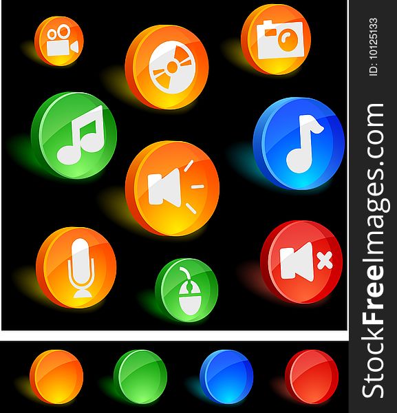 Media 3d icons. Vector illustration. Media 3d icons. Vector illustration.