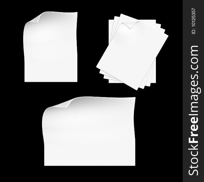 Sheets of paper on the isolation of a black background. Sheets of paper on the isolation of a black background.