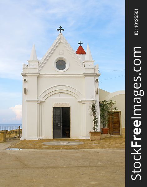 One of the famous churches at Capo Colonna on the italian region of Calabria. In the background is the mediterranean sea. One of the famous churches at Capo Colonna on the italian region of Calabria. In the background is the mediterranean sea.