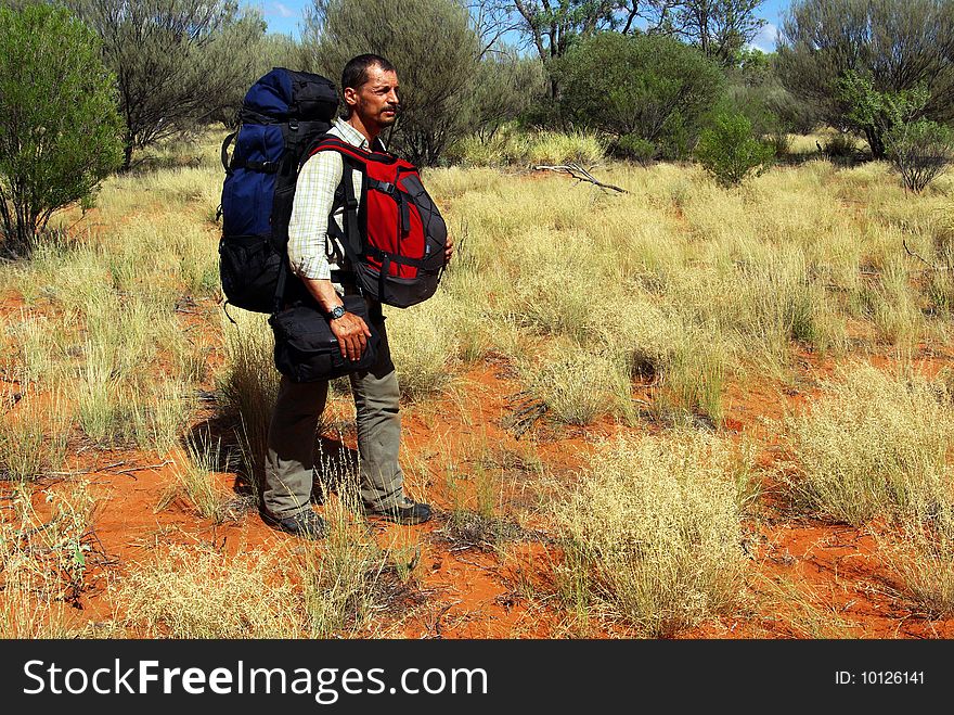 Solitary expeditionary in the Australian Desert. Solitary expeditionary in the Australian Desert.