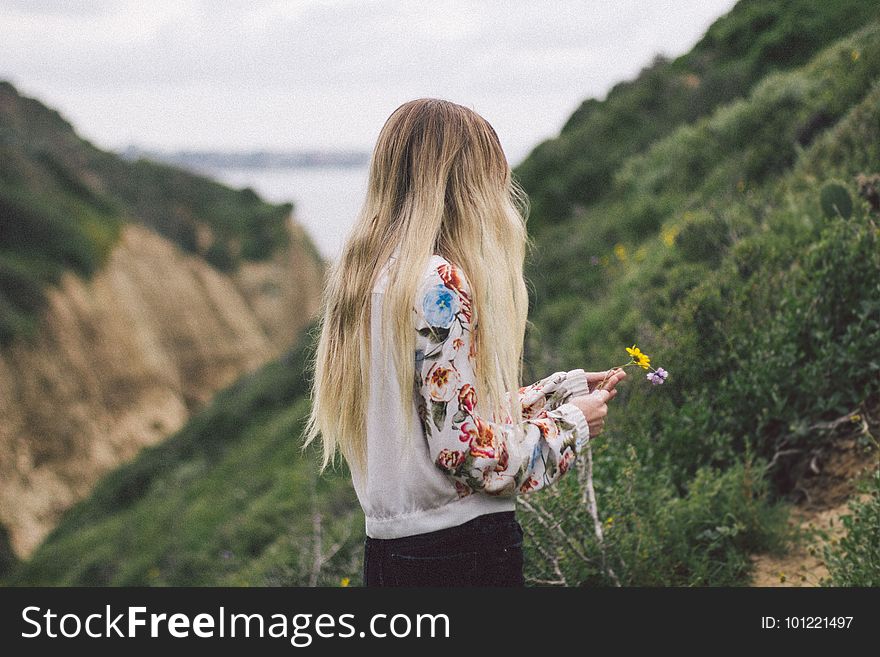 Girl, Grass, Tree, Long Hair