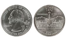 Utah State Quarter Coin Stock Photo