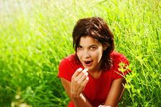Young Beautiful Girl With Cherries Royalty Free Stock Photo Young Beautiful Girl With Cherries Royalty Free Stock Photo