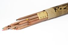 Colored Pencils And A Wooden Ruler Royalty Free Stock Images Colored Pencils And A Wooden Ruler Royalty Free Stock Images