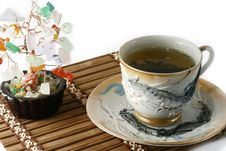 Cup Of Green Tea And Cash Isolated Tree On A White Royalty Free Stock Image Cup Of Green Tea And Cash Isolated Tree On A White Royalty Free Stock Image
