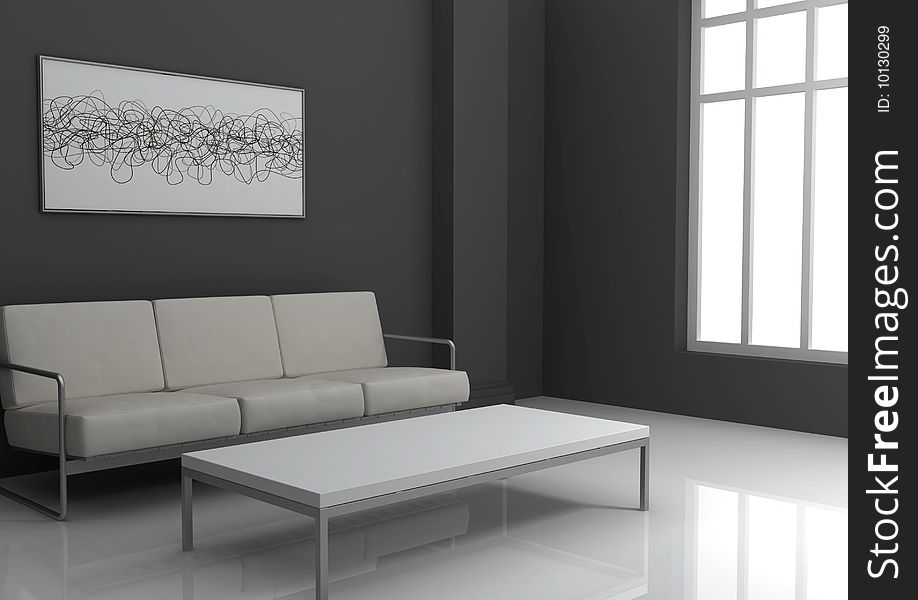 3d render home grey Interior