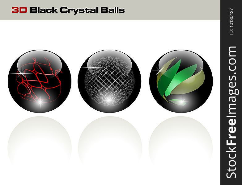 Black glossy refracting spheres - design ellements