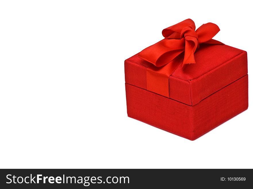 Red gift box on white