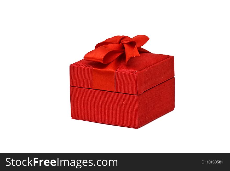 Red gift box on white