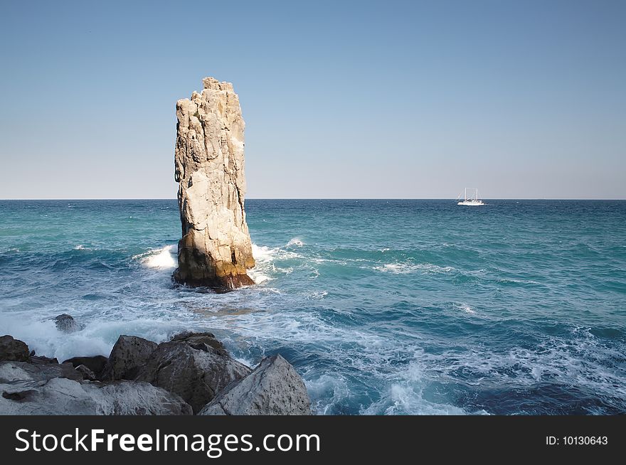 The rock in the Black sea (Crimea). The name of this rock - The Sail.